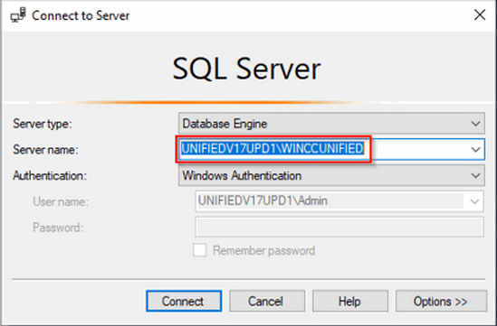 access a Microsoft SQL Server database via the WinCC Unified access a Microsoft SQL Server database via the WinCC Unified