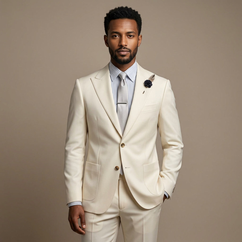 Man in a classic black suit with white shirt and black tie at formal event