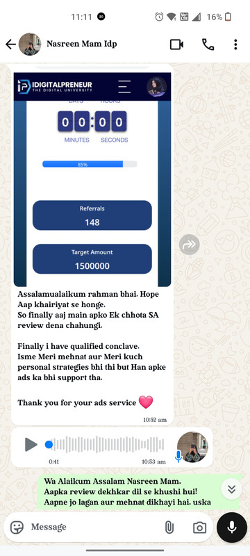 Testimonial from Nasreen