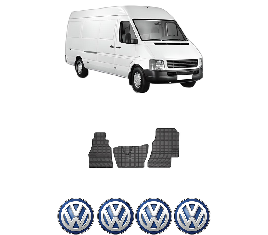 Set covorase presuri Volkswagen LT 28-46 II Van (2DA, 2DD, 2DH) din 1996-2006, auto, din cauciuc thermoplastic, 4 Stickere auto cu Volkswagen