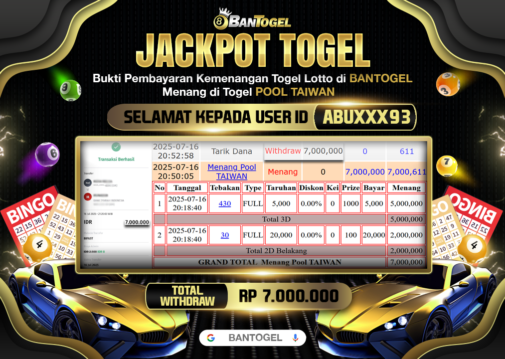 BUKTI JACKPOT LUNAS BANTOGEL