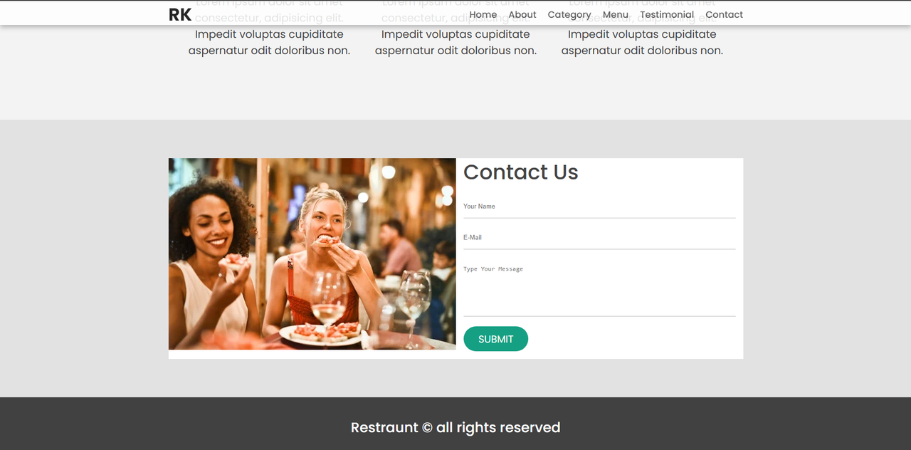 Restaurant Website Using HTML And CSS With Source Code 4