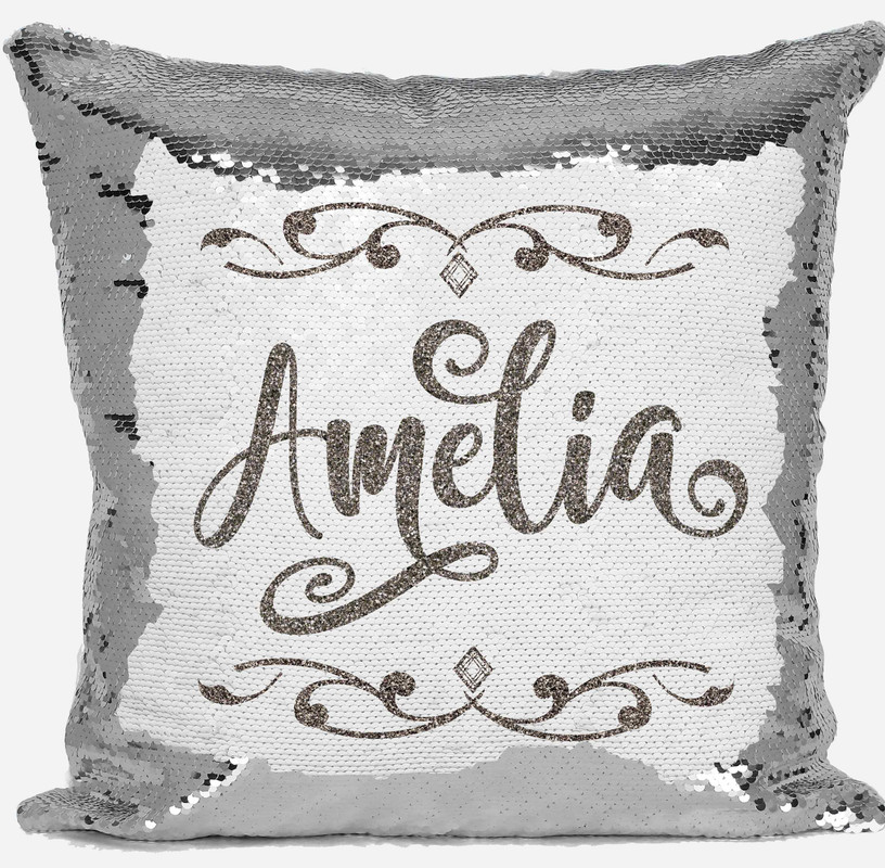 Personalised Sequined Unicorn Magic reveal cushion cover any name//perfect gift