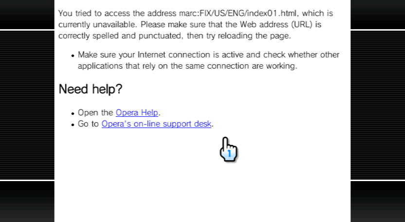 opera error upon entering system settings