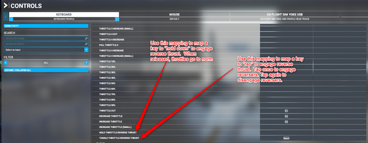 Keyboard shortcut for activating reversers in FBW320NX? - Microsoft Flight  Simulator (2020) - The AVSIM Community