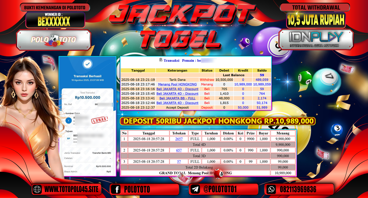 POLOTOTO JACKPOT TOGEL HONGKONG LOTTO Rp.10.500.000,-