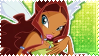 A green stamp of Aisha from winx
