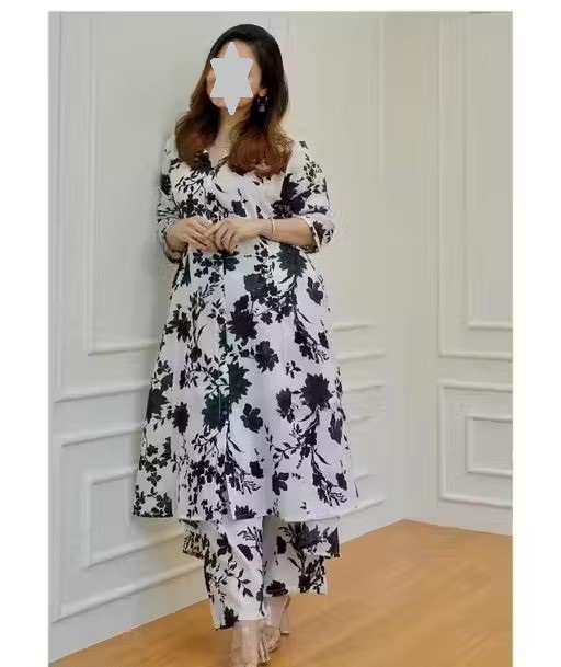 White-Black Cotton Co-ord Set Color 1 (KS165)