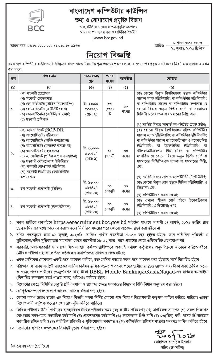 BCC Job Circular