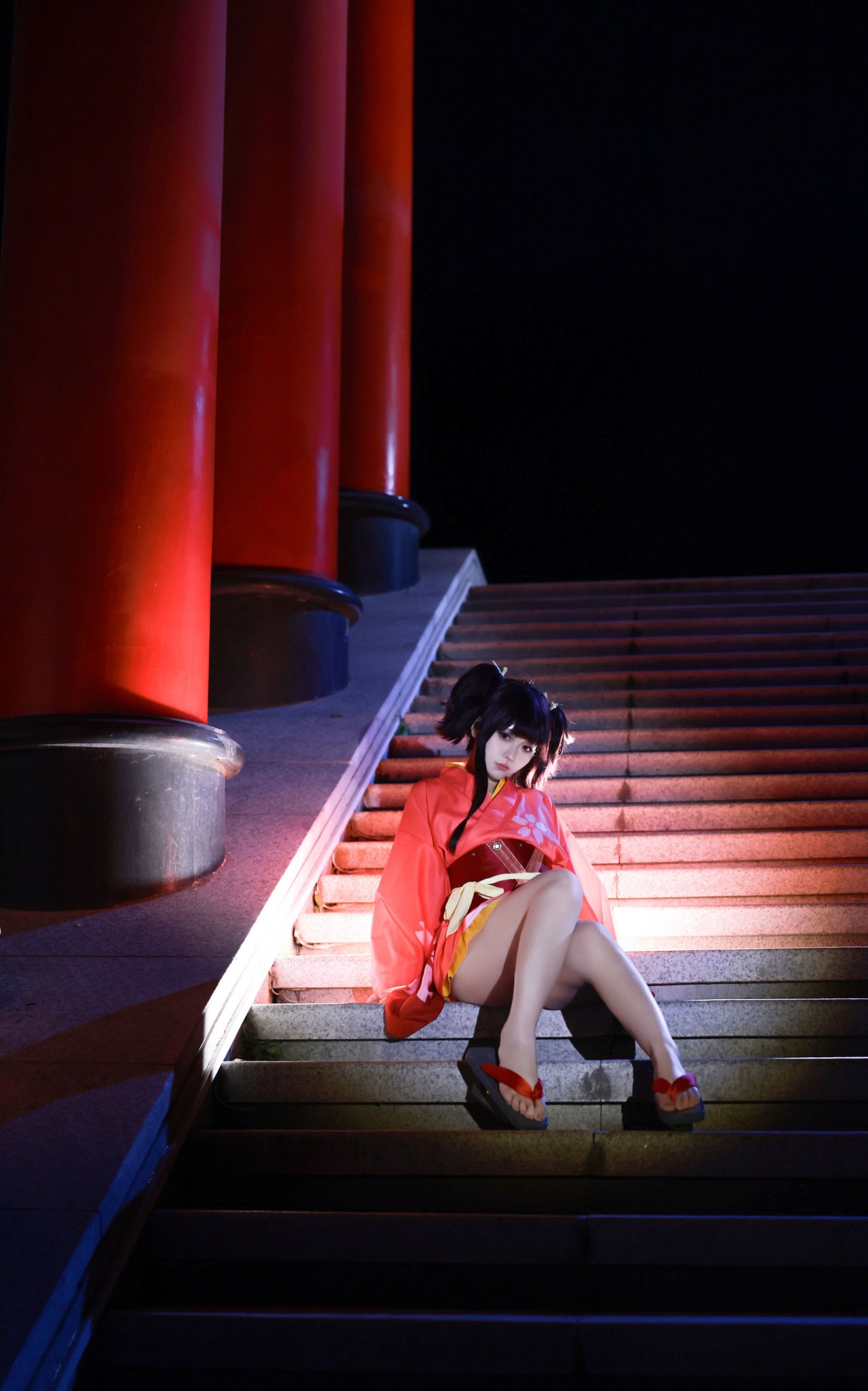 g44不会受伤《甲铁城的卡巴内瑞 无名》写真照，和服小姐姐的治愈系夜拍插图7