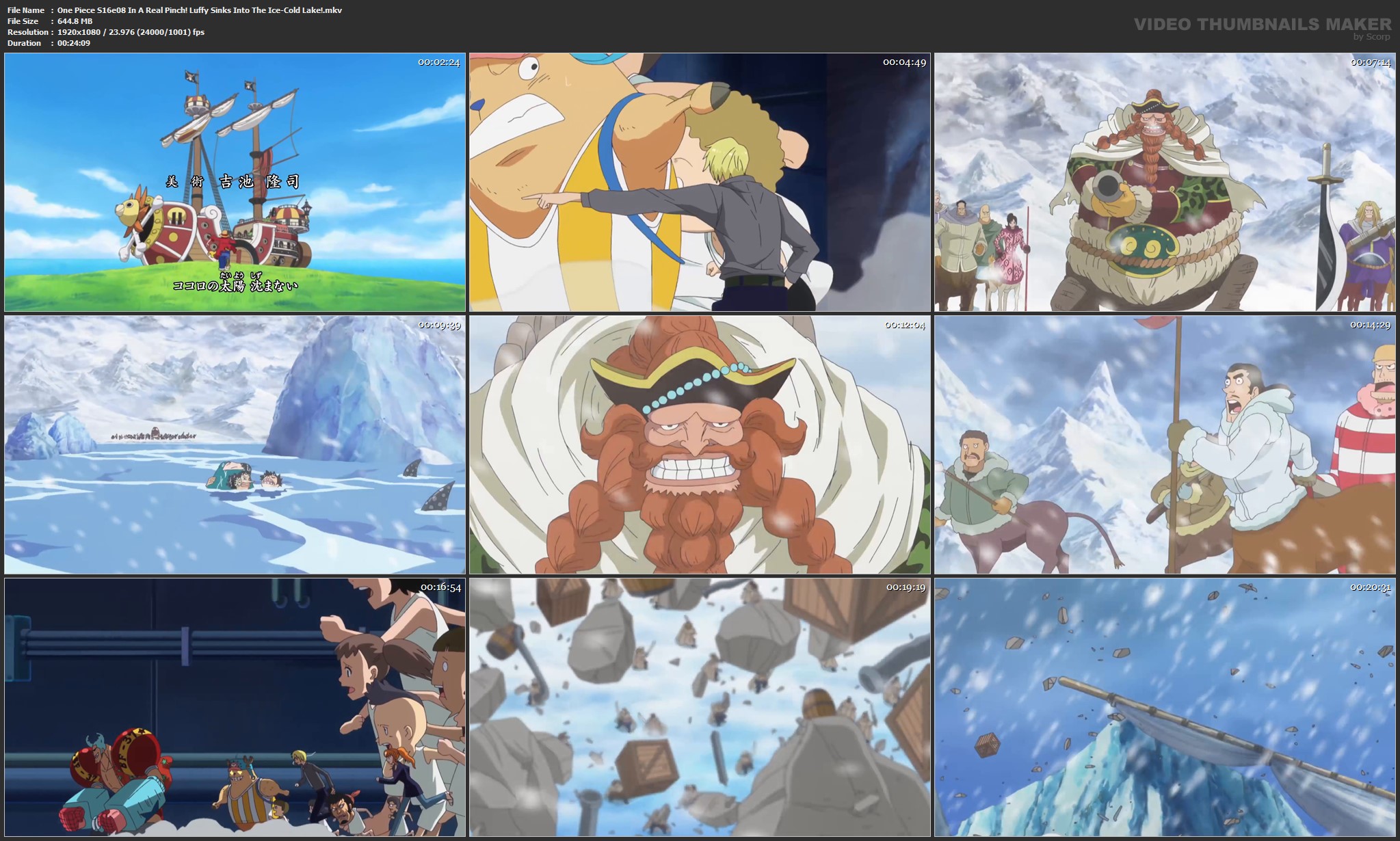 One Piece S16e08 In A Real Pinch Luffy Sinks Into The Ice Cold Lake Mkv Postimages