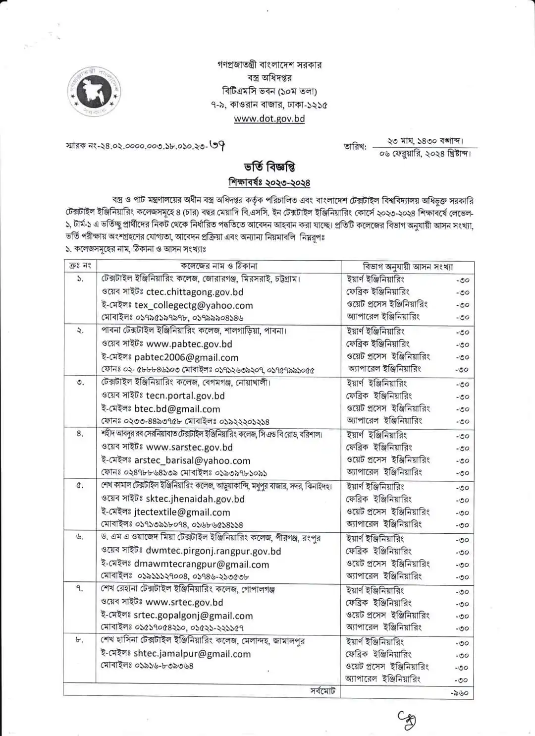 Admission Test Center Code Center Code and Center Name