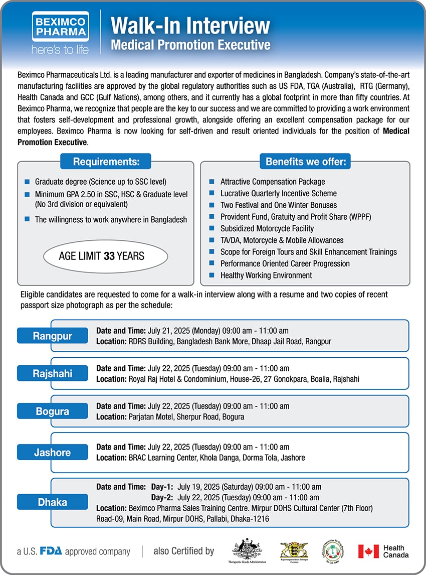 Beximco Pharma Job Circular 2025