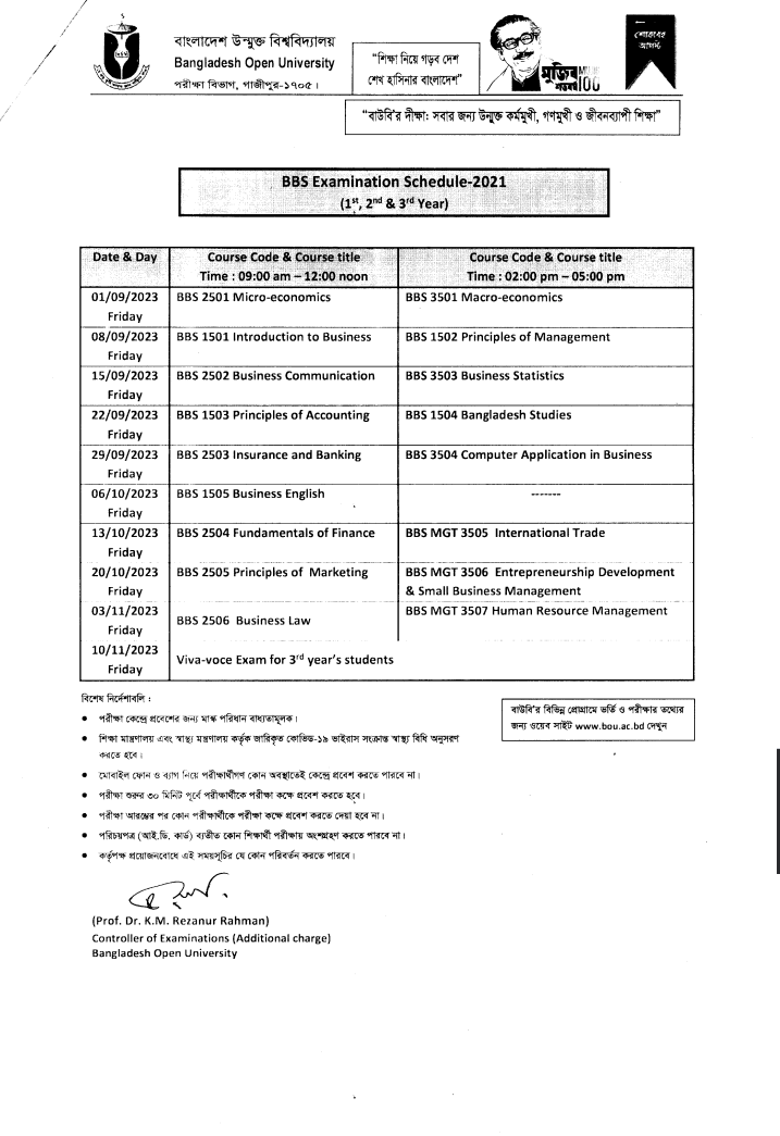 BOU SSC Routine 2024