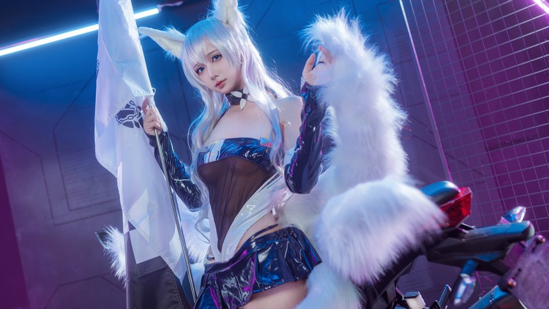 艾西Aiwest 碧蓝航线巴尔的摩&信浓赛车女郎Cosplay写真图集 双人高清图集 47P (200.7M)