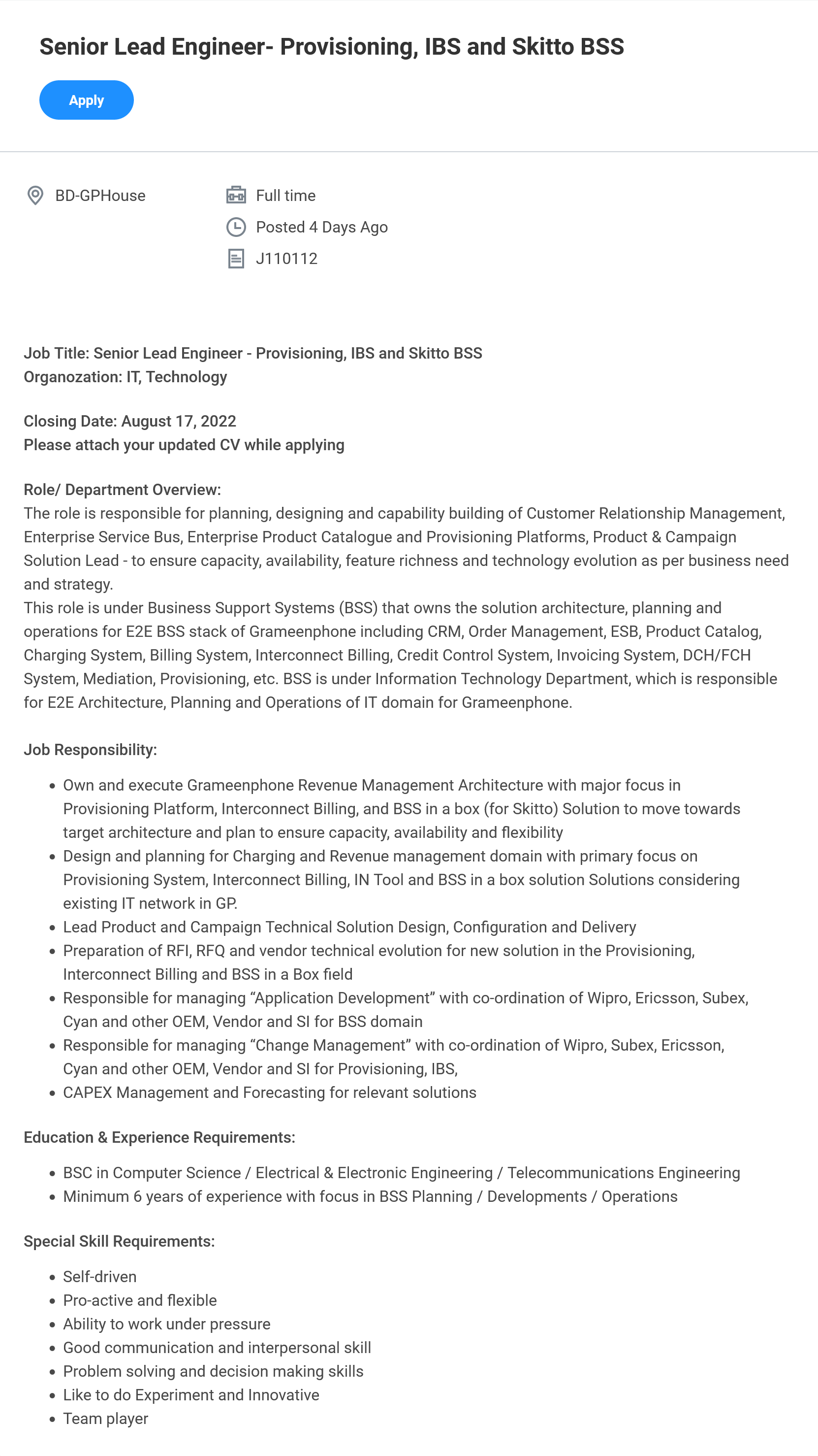 ️Grameenphone Job Circular 2022 [Updated] ️