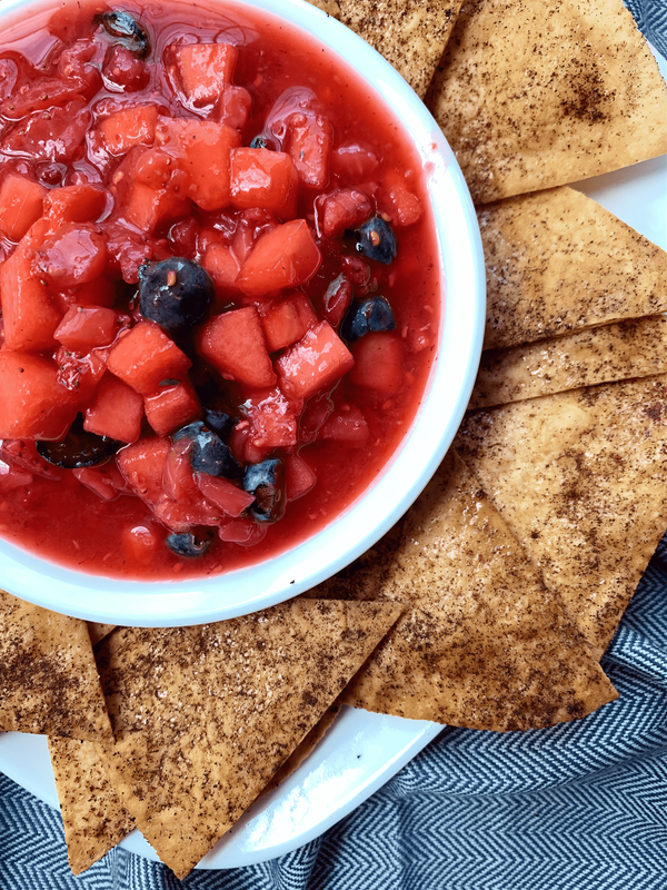 Healthy Fruit Salsa With Cinnamon Chips