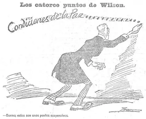 Los catorce puntos de Wilson, caricatura de Tovar publicada en Heraldo de Madrid el 30 de diciembre de 1918