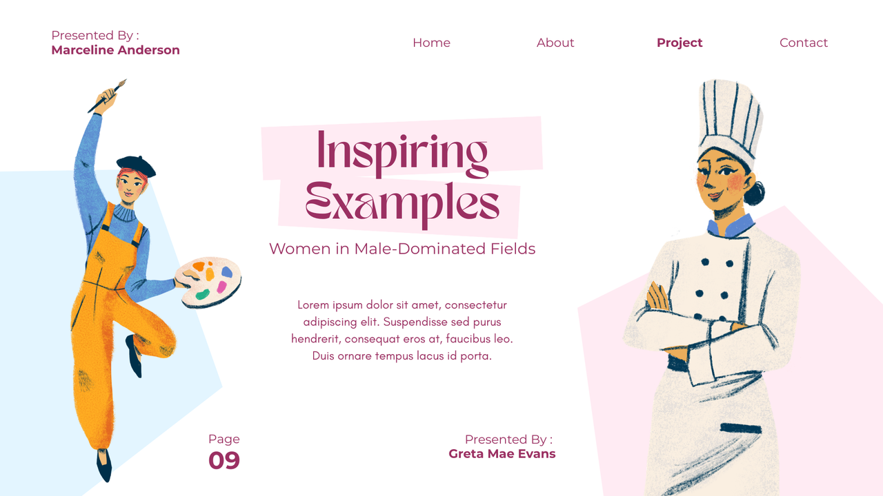 Pink and Blue Handdrawn Women in Every Profession Presentation