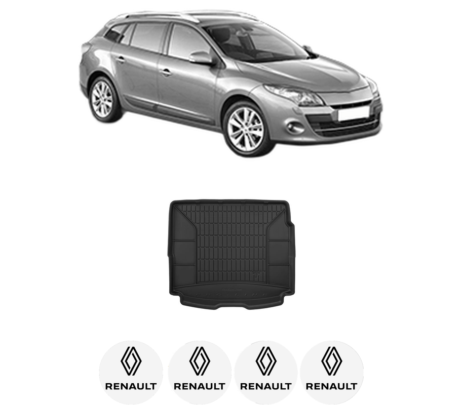 Tavita Portbagaj RENAULT MEGANE III Grandtour (KZ0/1) din 2008-2016, Protectie Portbagaj Auto, 4x Stickere auto cu RENAULT