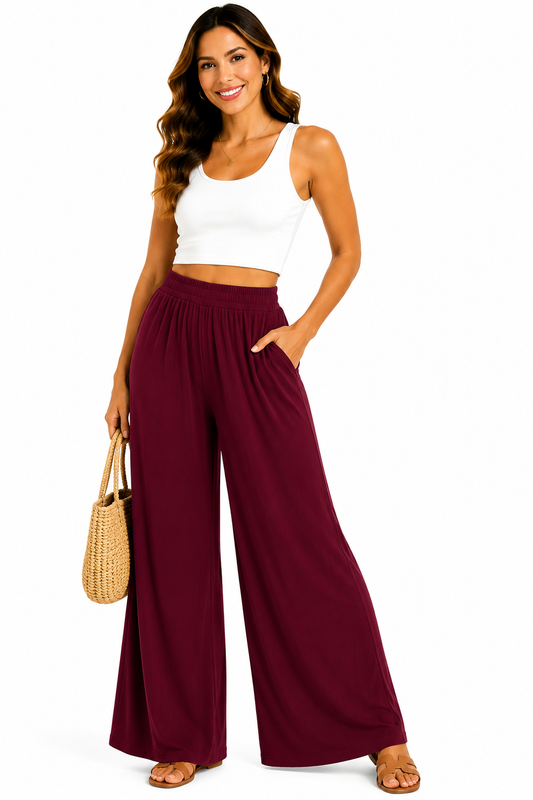 Wine Palazzo Pants
