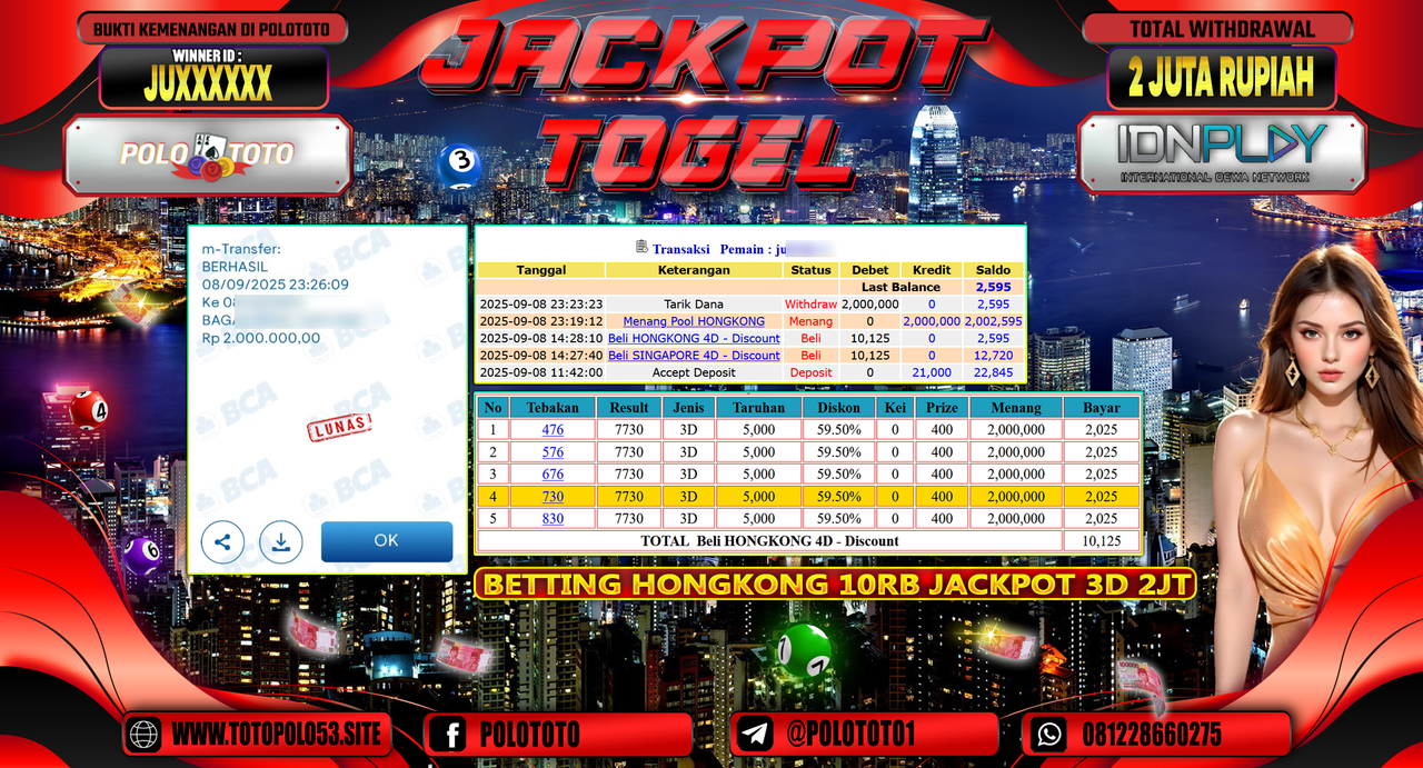 POLOTOTO JACKPOT TOGEL HONGKONG LOTTO Rp.2.000.000,-