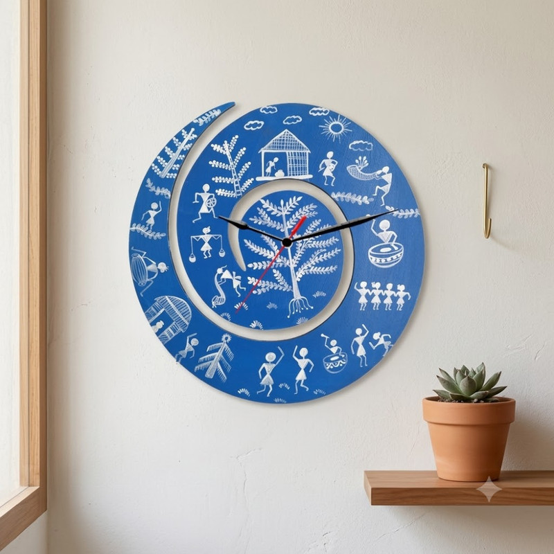 Warli Painting on Spiral Clock DIY Kit