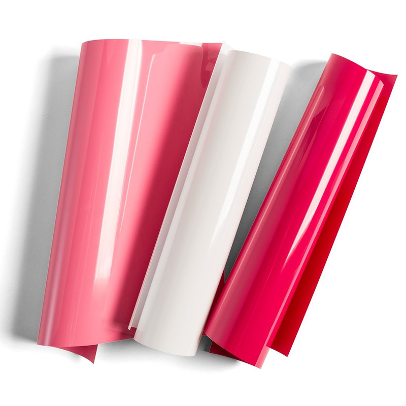 Paquete de tres hojas de vinilo termoadhesivo Cricut en la paleta de colores Tea Party.