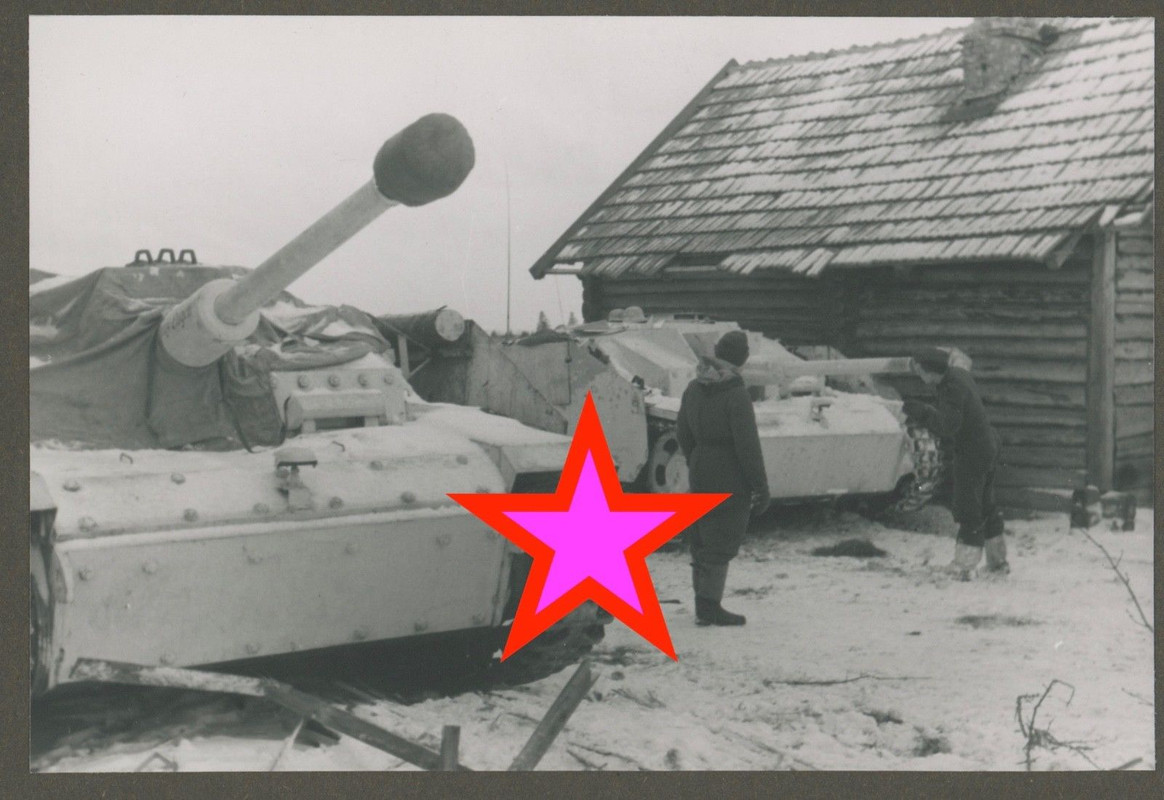 Foto Sturmgeschütz Panzer tank bei wassjuti feb 44 wintertarn
