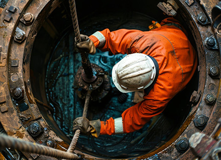 Fire extinguisher inspection representing FSG confined space safety protocols