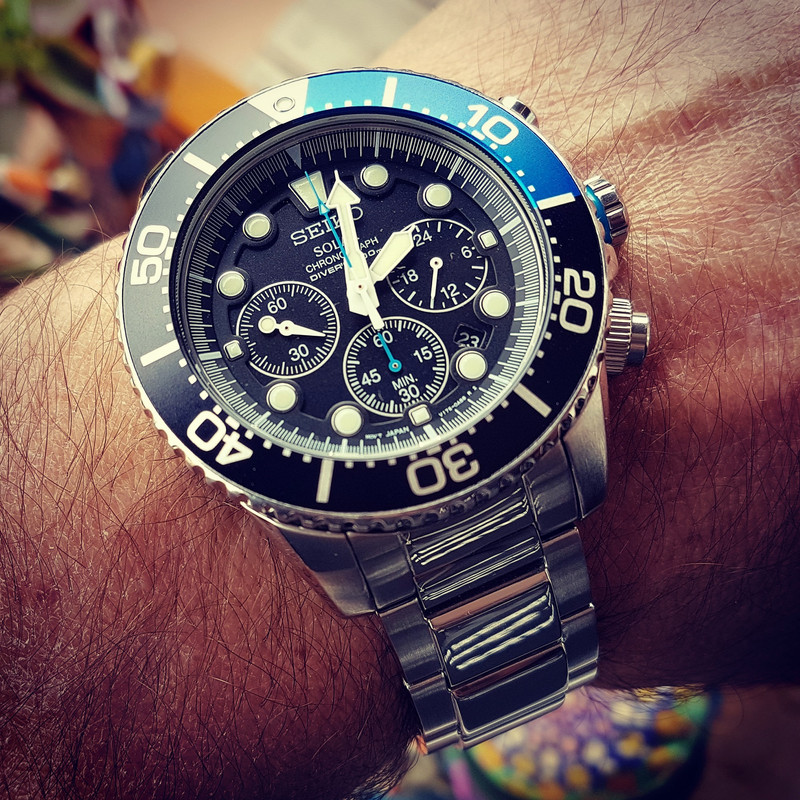 Seiko Solar Daytona Submariner Black  SSC017 200M (1)