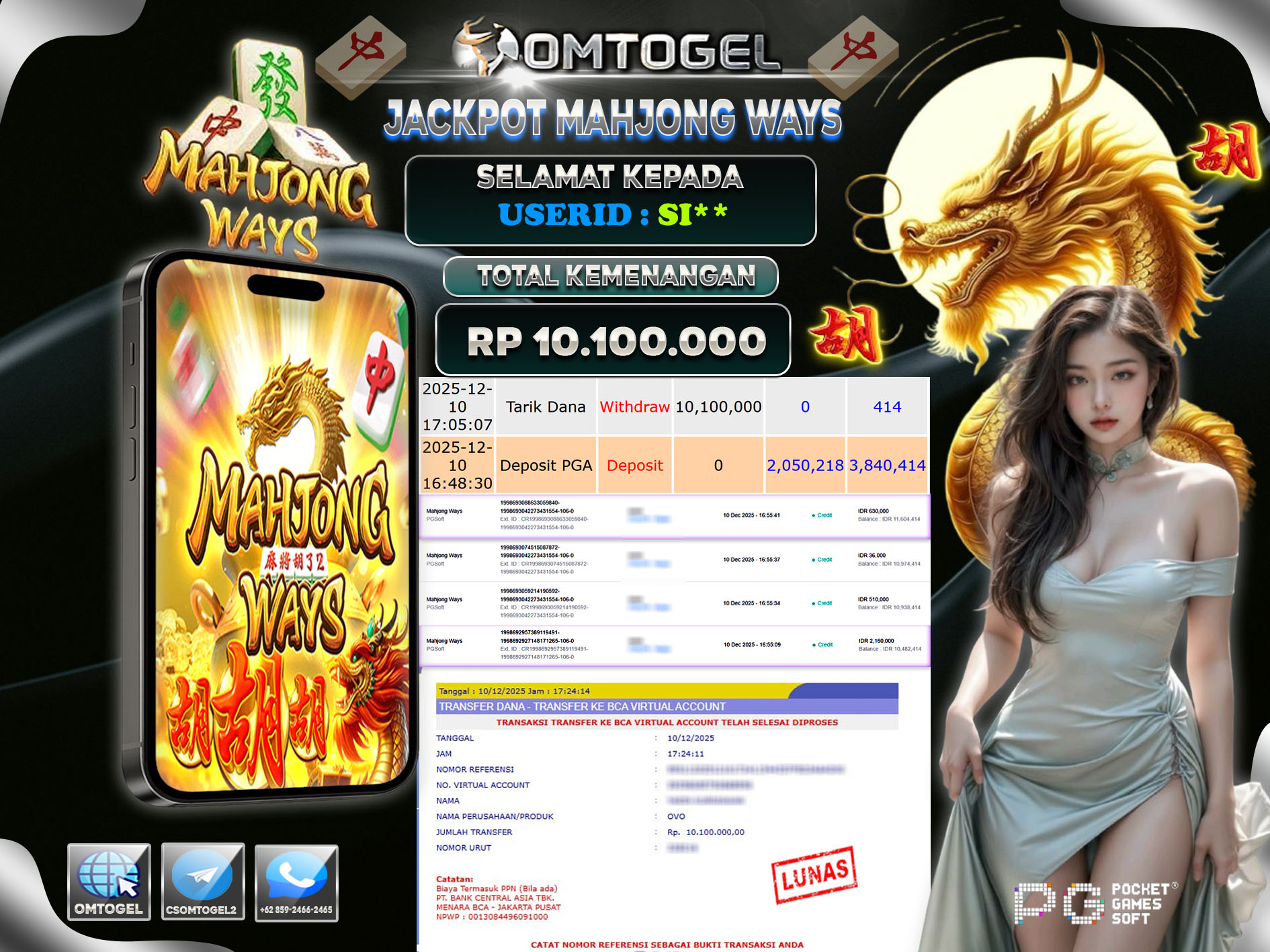 OMTOGEL JACKPOT PGSOFT MAHJONG WAYS  ,10 JUTA DI BAYAR LUNAS ,-