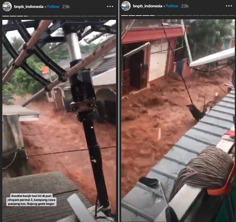 Terjangan banjir di Puri Citayam Permai 2, Kampung Rawa Panjang, Kecamatan Bojong Gede, Bogor