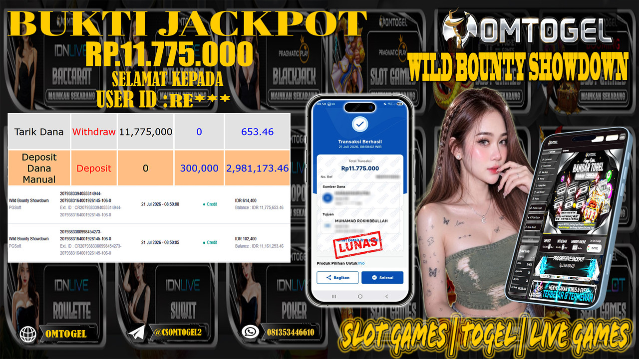 OMTOGEL JACKPOT PG SOFT WILD BOUNTY SHOWDOWN  Rp,11,775,000,- DIBAYAR LUNAS