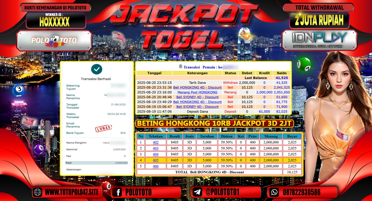 POLOTOTO JACKPOT TOGEL HONGKONG LOTTO Rp.2.000.000,-