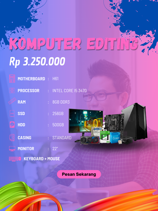 Rakit PC Editing Intel Core i5 3470 RAM 8GB Rakit PC Editing Intel Core i5 3470 RAM 8GB