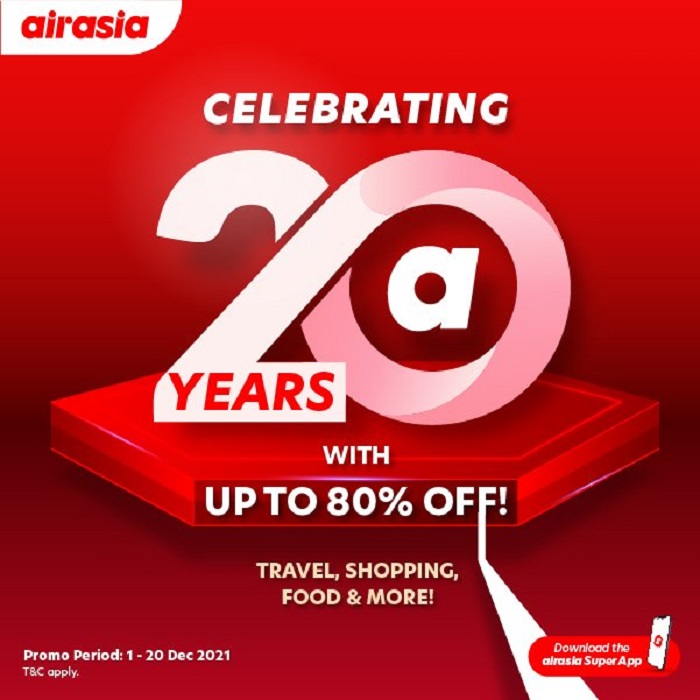 AirAsia tawarkan diskon besar-besaran dalam rangka merayakan ulang tahun ke-20.