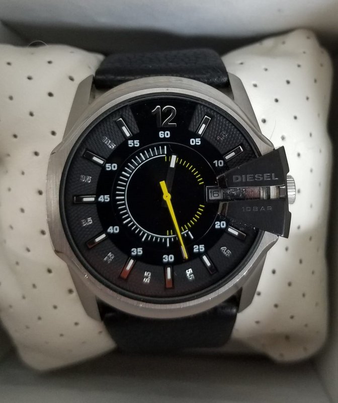 Diesel DZ1295 Black Dial Black Leather Strap Men's Watch