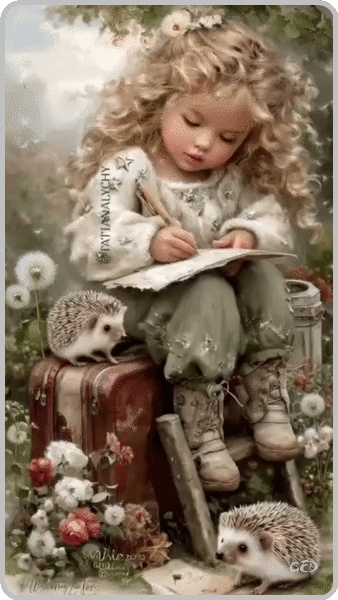 110426-fillette-qui-ecrit-et-herissons