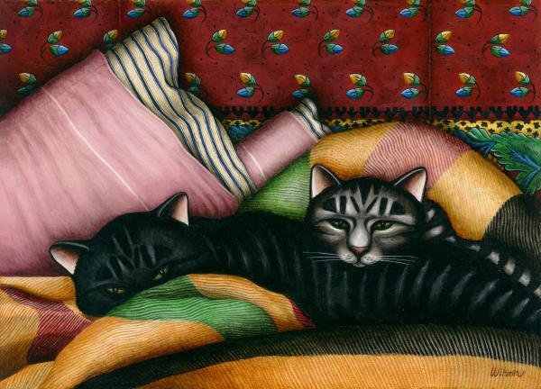 50-cats-with-pillow-and-blanket-carol-wilson