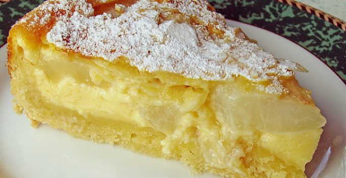 Birnenkuchen mit Vanilleguss Birnenkuchen mit Vanilleguss