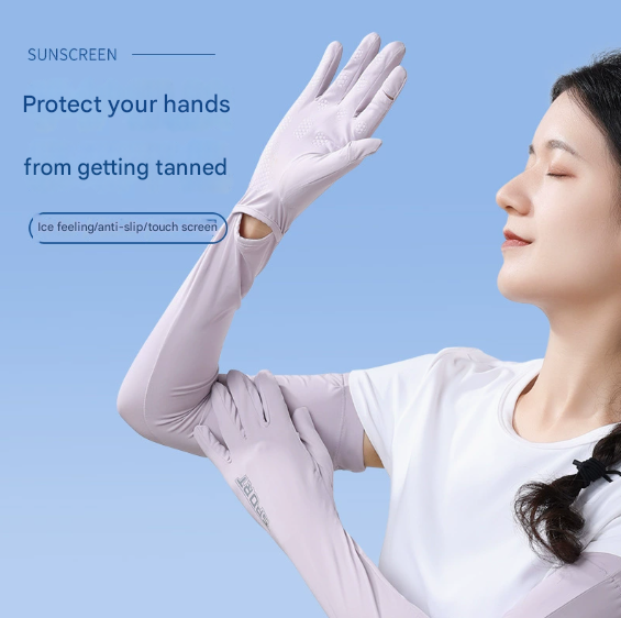 Grey Cooling UV Protection Arm Sleeves Long Sun Block Gloves Breathable Stretchy Hand Cover for Cycling Driving and Outdoor Sports the destination market