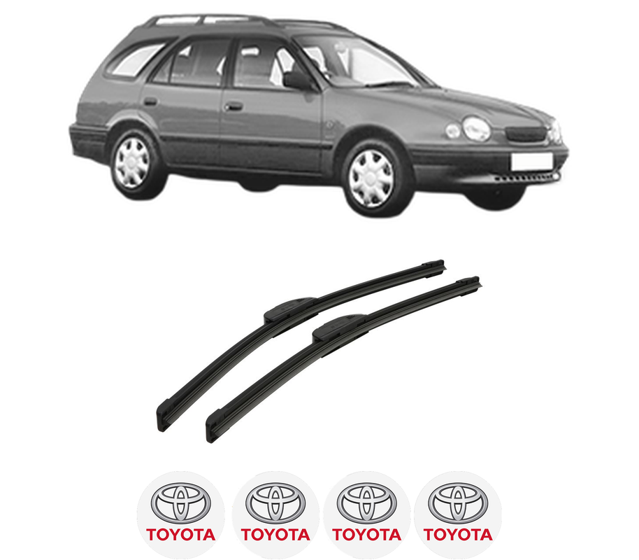 Set stergatoare auto TOYOTA COROLLA Estate (_E11_) din 1997-2001, pentru parbriz auto, 2 bucati, Bosch Aerotwin Retrofit, din cauciuc siliconat rezistent, 4 Stickere Auto TOYOTA