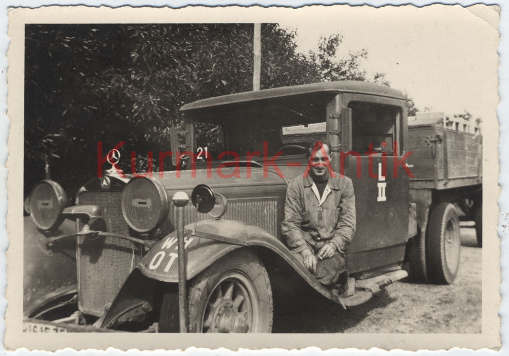 Foto Wehrmacht LKW Fernlast langer Anhänger WH OT Mercedes benz