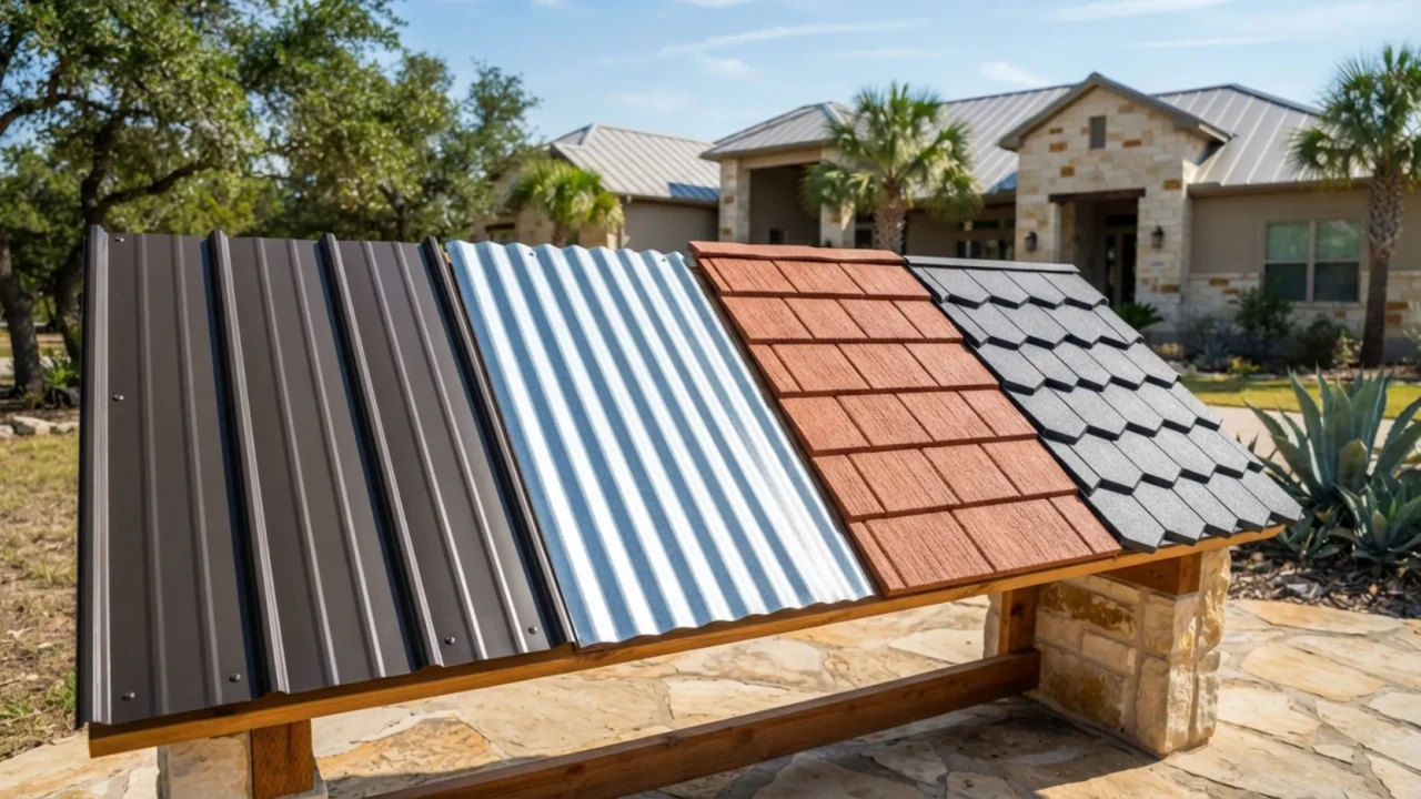 Different types of metal roofing panels available for San Antonio homes