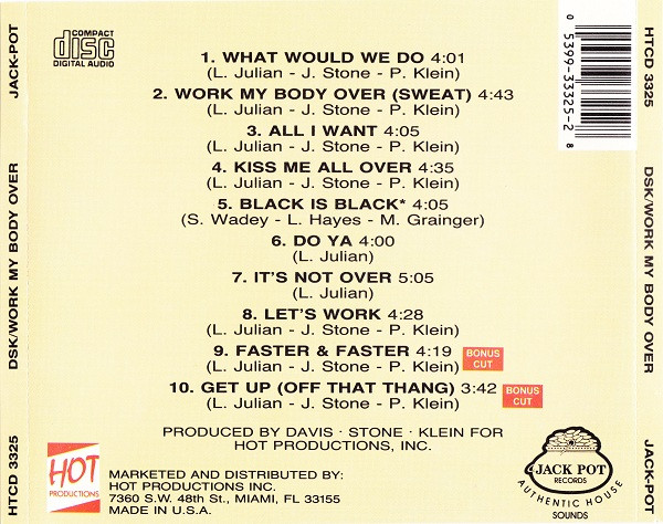 10/11/2023 - DSK – Work My Body Over (CD, Album)(Jack Pot Records – HTCD 3325)  1990  (320) R-1880065-1381679960-6245