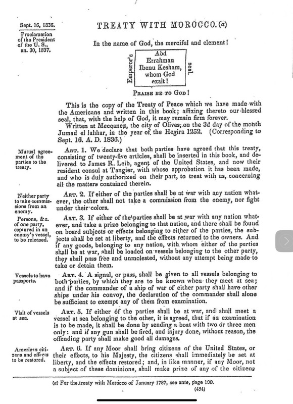 1836 Treaty of Peace and Friendship - First Page