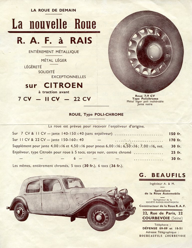 Pub Roues RAF 22cv