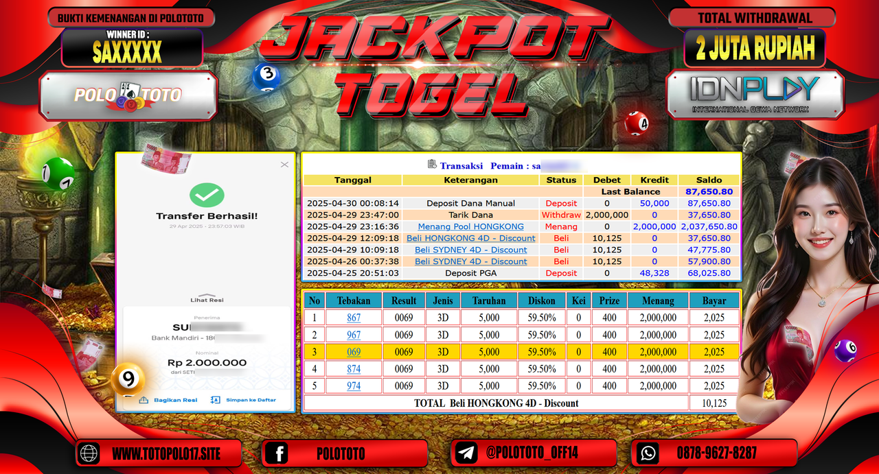 POLOTOTO JACKPOT TOGEL HONGKONG LOTTO Rp.2.000.000,-