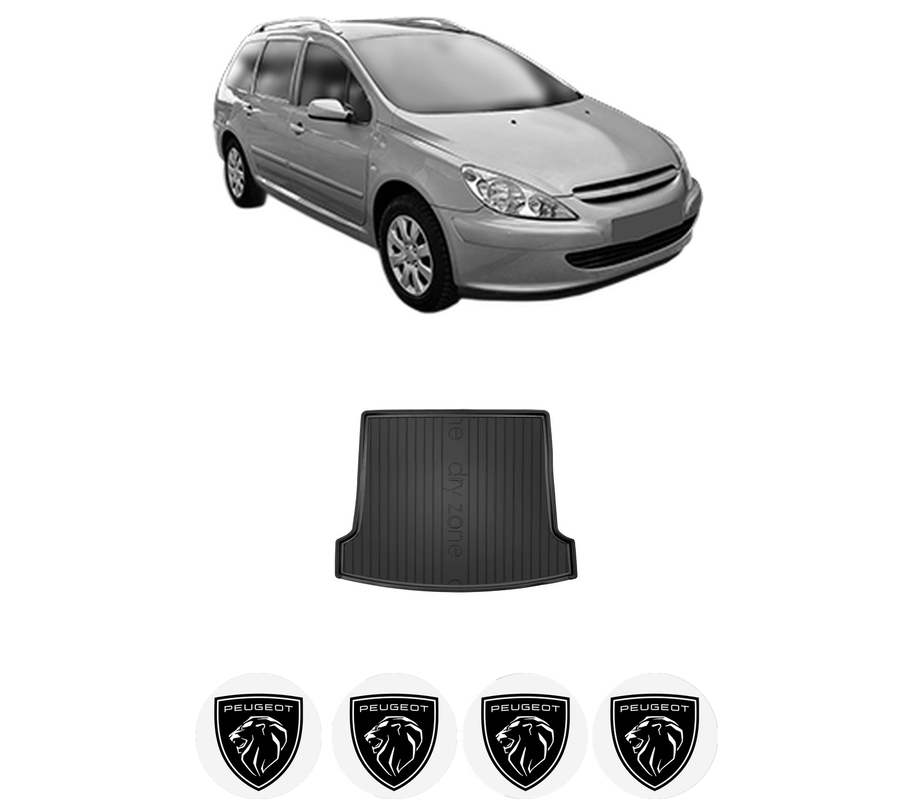 Tavita Portbagaj PEUGEOT 307 SW Estate Van (3E_, 3H_) din 2003-2009, Protectie Portbagaj Auto, 4x Stickere auto cu PEUGEOT